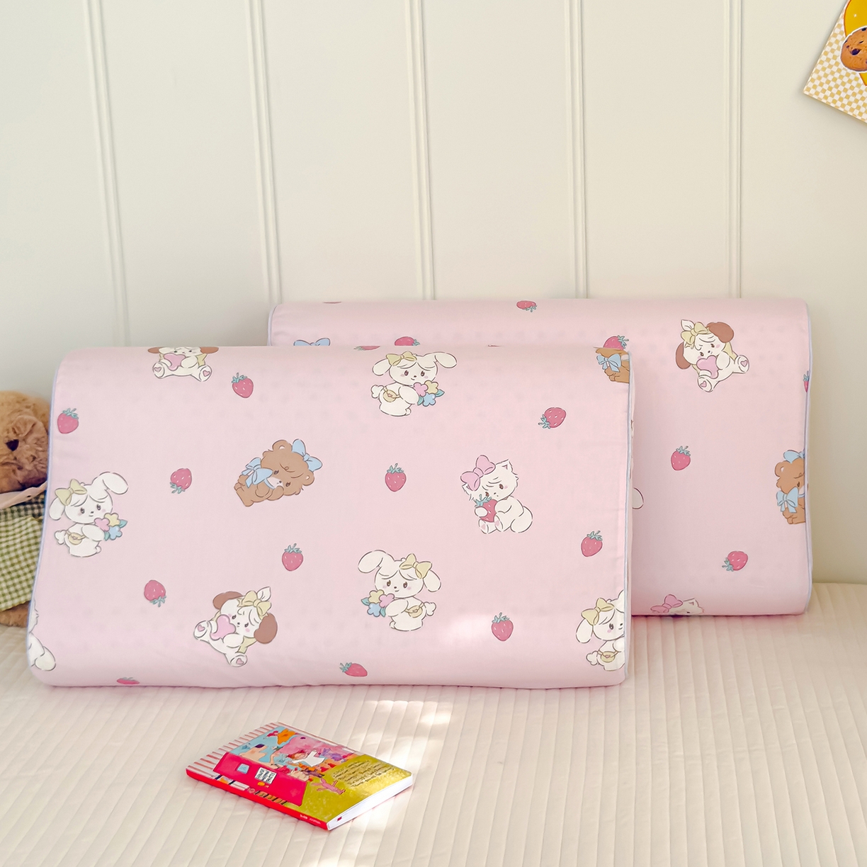 91家纺网 家纺一手货源 找家纺 良佐生活 2025新款A类60s全棉贡缎乳胶枕套 凯蒂小猫