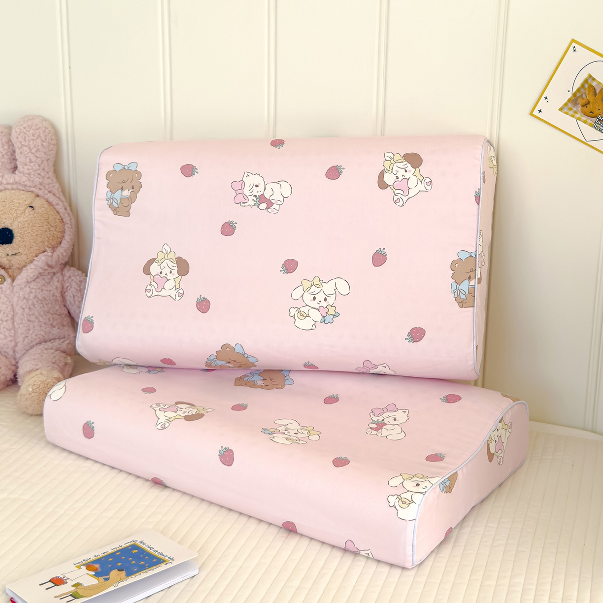 91家纺网 家纺一手货源 找家纺 良佐生活 2025新款A类60s全棉贡缎乳胶枕套 凯蒂小猫