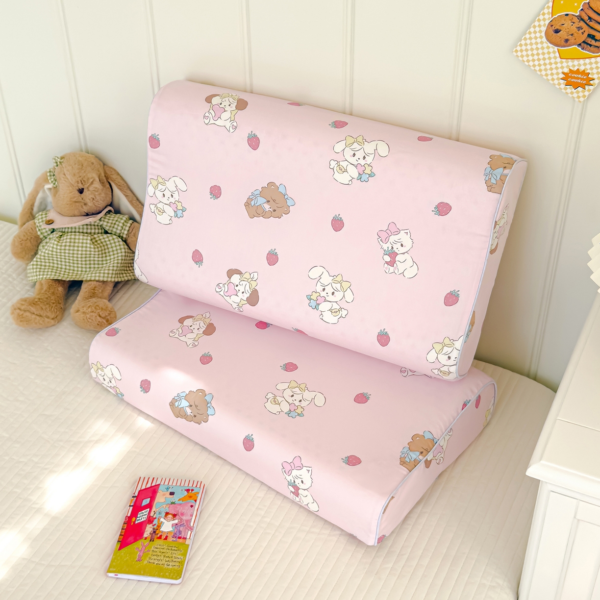 91家纺网 家纺一手货源 找家纺 良佐生活 2025新款A类60s全棉贡缎乳胶枕套 凯蒂小猫