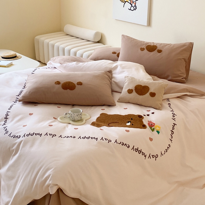 91家纺网 家纺一手货源 找家纺 麦田家纺 2025秋冬新款加厚磨毛大版毛巾绣四件套-提供买家秀 安睡熊