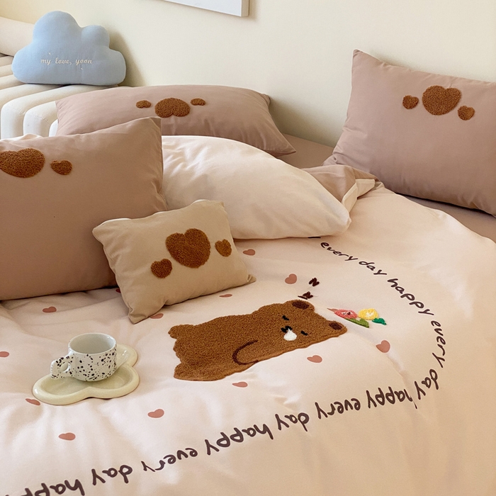 91家纺网 家纺一手货源 找家纺 麦田家纺 2025秋冬新款加厚磨毛大版毛巾绣四件套-提供买家秀 安睡熊