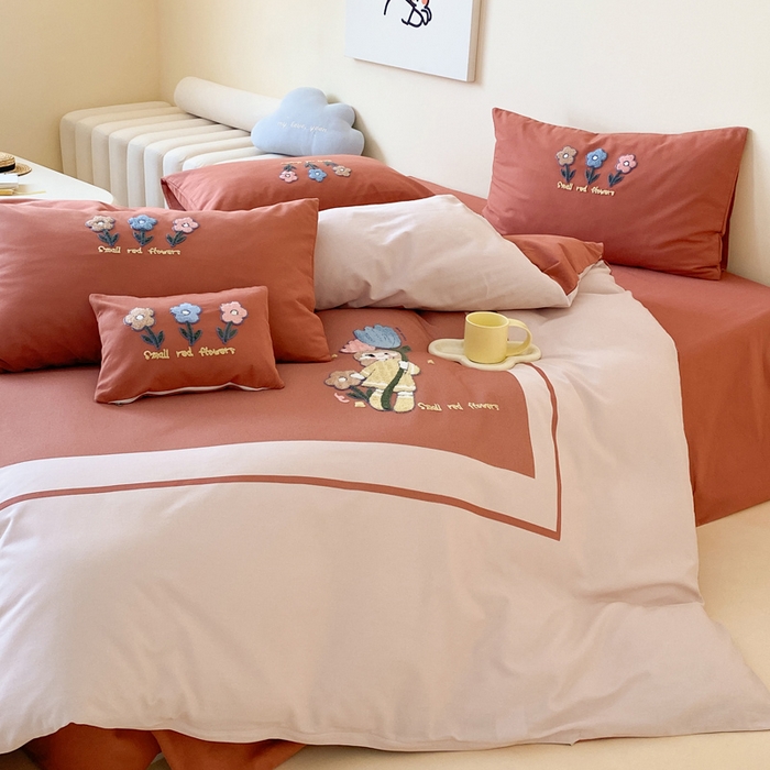 91家纺网 家纺一手货源 找家纺 麦田家纺 2025秋冬新款加厚磨毛大版毛巾绣四件套-提供买家秀 甜心朵朵