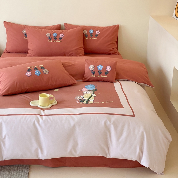 91家纺网 家纺一手货源 找家纺 麦田家纺 2025秋冬新款加厚磨毛大版毛巾绣四件套-提供买家秀 甜心朵朵