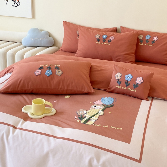 91家纺网 家纺一手货源 找家纺 麦田家纺 2025秋冬新款加厚磨毛大版毛巾绣四件套-提供买家秀 甜心朵朵