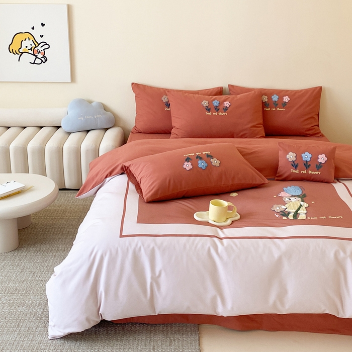 91家纺网 家纺一手货源 找家纺 麦田家纺 2025秋冬新款加厚磨毛大版毛巾绣四件套-提供买家秀 甜心朵朵