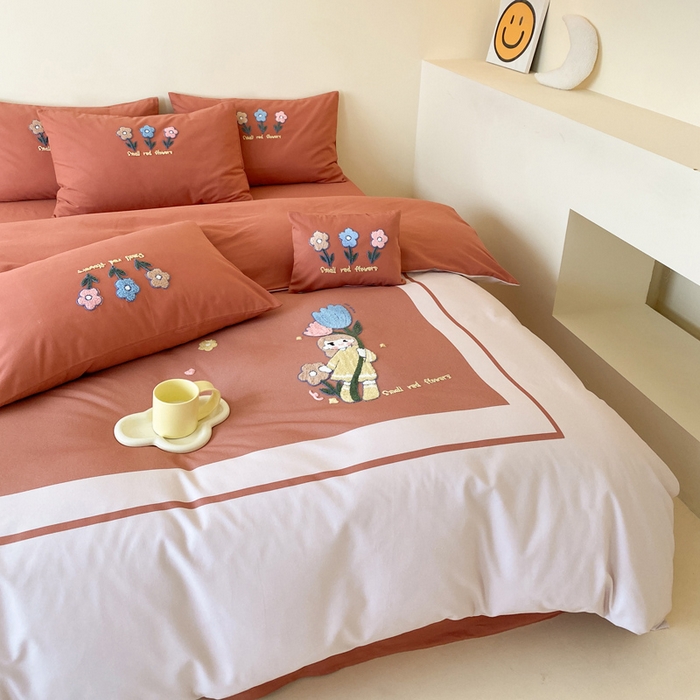 91家纺网 家纺一手货源 找家纺 麦田家纺 2025秋冬新款加厚磨毛大版毛巾绣四件套-提供买家秀 甜心朵朵