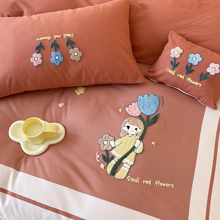 91家纺网 家纺一手货源 找家纺 麦田家纺 2025秋冬新款加厚磨毛大版毛巾绣四件套-提供买家秀 甜心朵朵