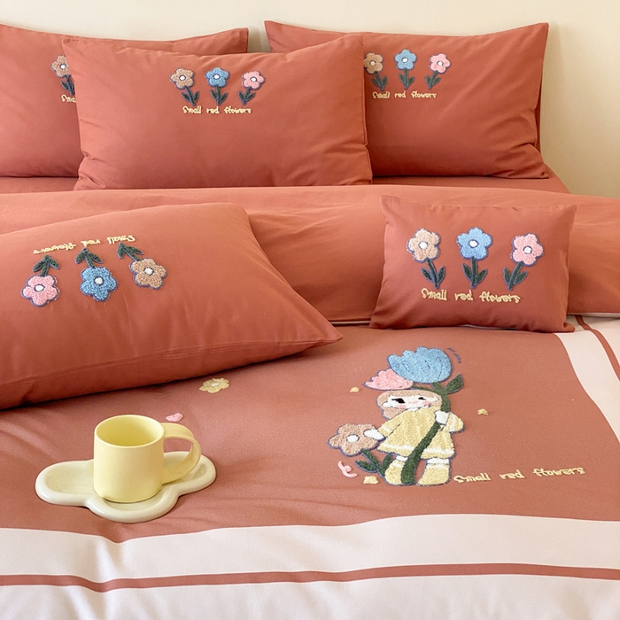 91家纺网 家纺一手货源 找家纺 麦田家纺 2025秋冬新款加厚磨毛大版毛巾绣四件套-提供买家秀 甜心朵朵