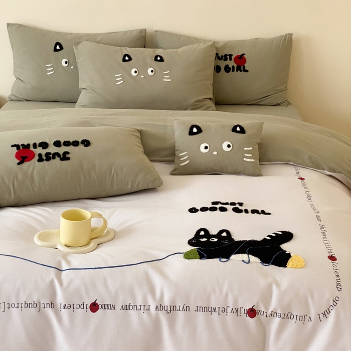 91家纺网 家纺一手货源 找家纺 麦田家纺 2025秋冬新款加厚磨毛大版毛巾绣四件套-提供买家秀 线团小猫