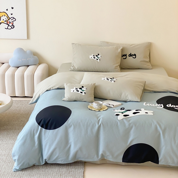 91家纺网 家纺一手货源 找家纺 麦田家纺 2025秋冬新款加厚磨毛大版毛巾绣四件套-提供买家秀 幸运小斑