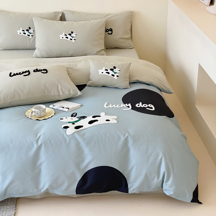 91家纺网 家纺一手货源 找家纺 麦田家纺 2025秋冬新款加厚磨毛大版毛巾绣四件套-提供买家秀 幸运小斑