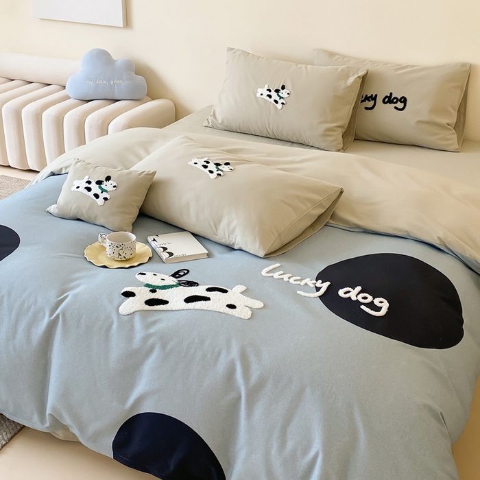 91家纺网 家纺一手货源 找家纺 麦田家纺 2025秋冬新款加厚磨毛大版毛巾绣四件套-提供买家秀 幸运小斑