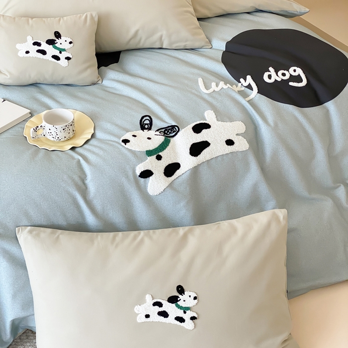 91家纺网 家纺一手货源 找家纺 麦田家纺 2025秋冬新款加厚磨毛大版毛巾绣四件套-提供买家秀 幸运小斑