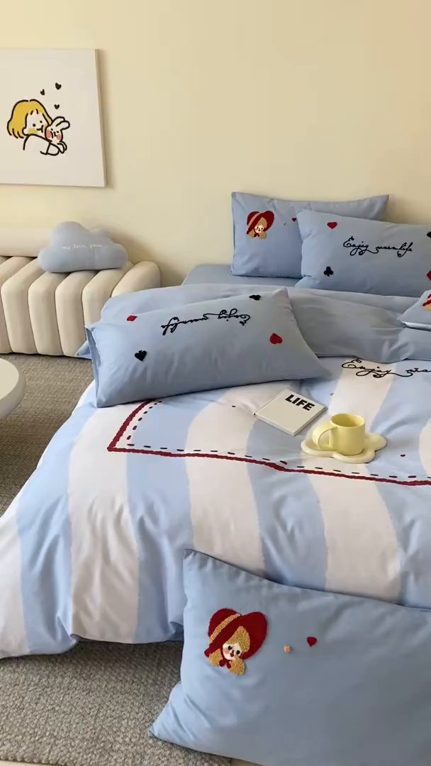 91家纺网 家纺一手货源 找家纺 麦田家纺 2025秋冬新款加厚磨毛大版毛巾绣四件套-提供买家秀 小红帽