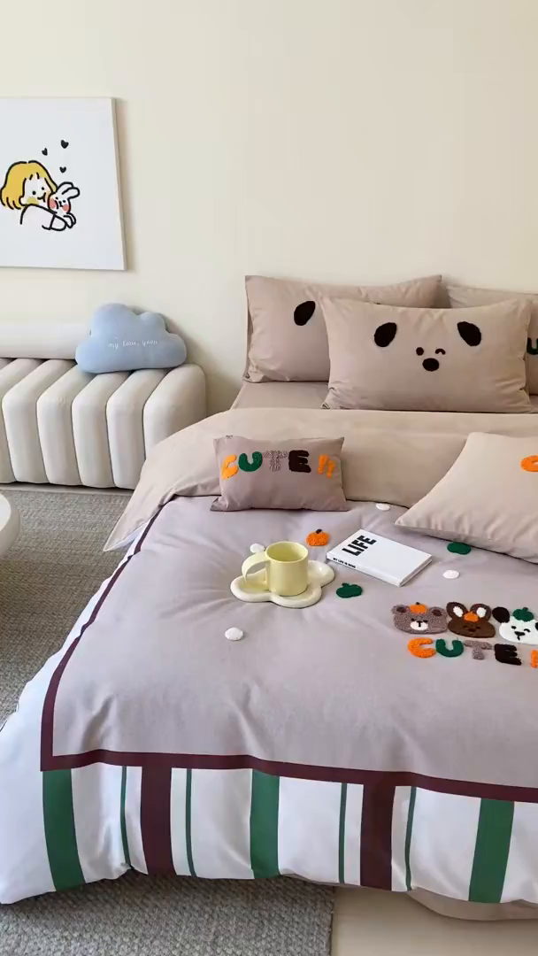 91家纺网 家纺一手货源 找家纺 麦田家纺 2025秋冬新款加厚磨毛大版毛巾绣四件套-提供买家秀 欢乐园