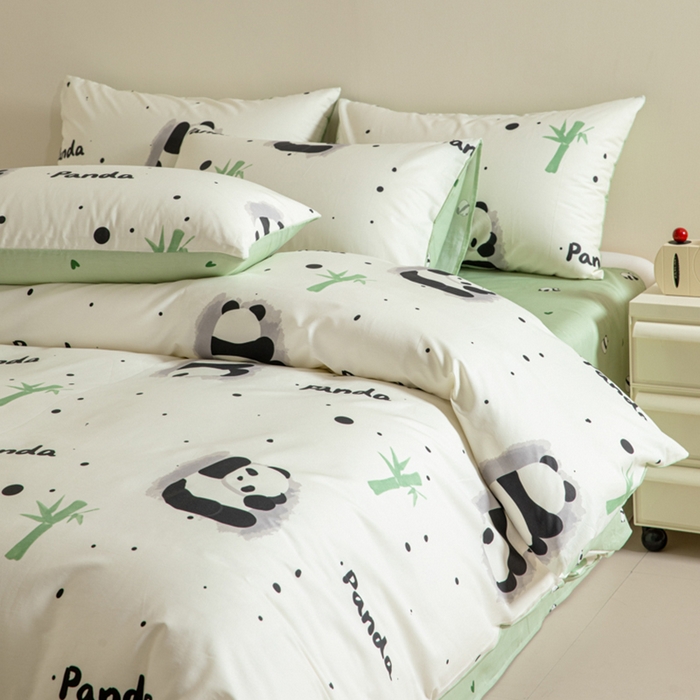 91家纺网 家纺一手货源 找家纺 麦田家纺 2025新款40支13372全棉独版印花吊边床单款四件套（提供买家秀）普通款 盼盼