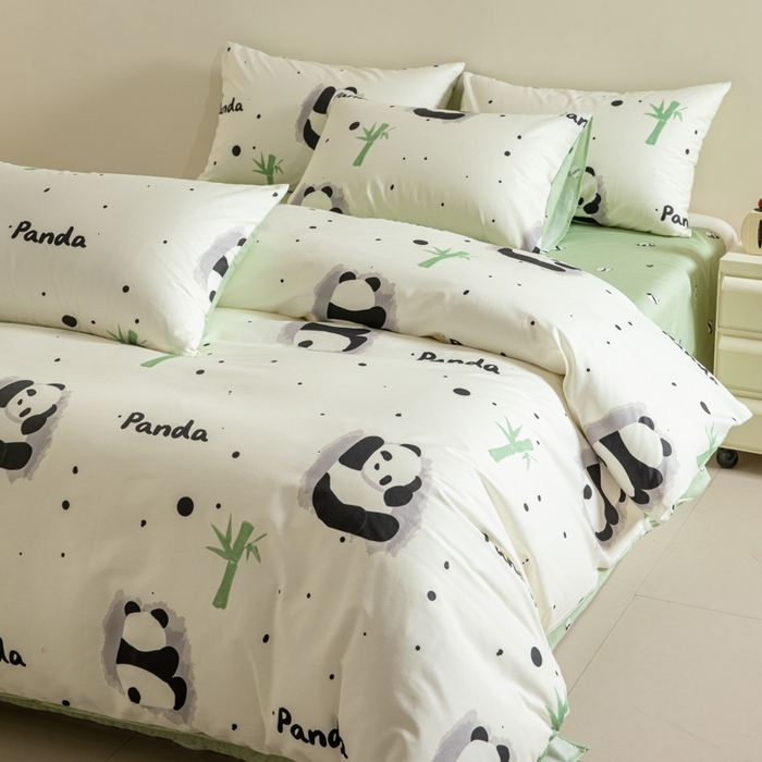 91家纺网 家纺一手货源 找家纺 麦田家纺 2025新款40支13372全棉独版印花吊边床单款四件套（提供买家秀）普通款 盼盼