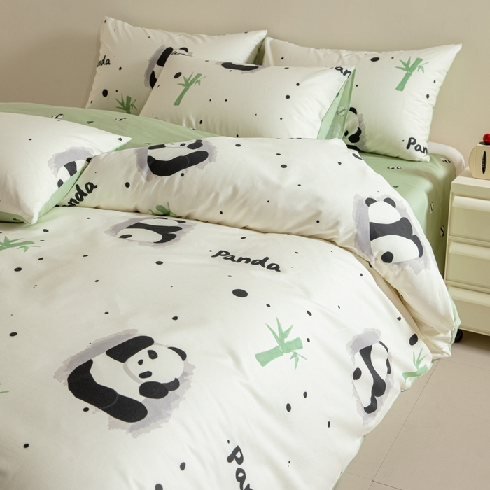 91家纺网 家纺一手货源 找家纺 麦田家纺 2025新款40支13372全棉独版印花吊边床单款四件套（提供买家秀）普通款 盼盼