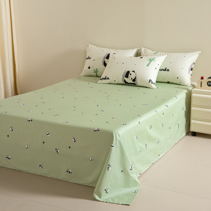 91家纺网 家纺一手货源 找家纺 麦田家纺 2025新款40支13372全棉独版印花吊边床单款四件套（提供买家秀）普通款 盼盼