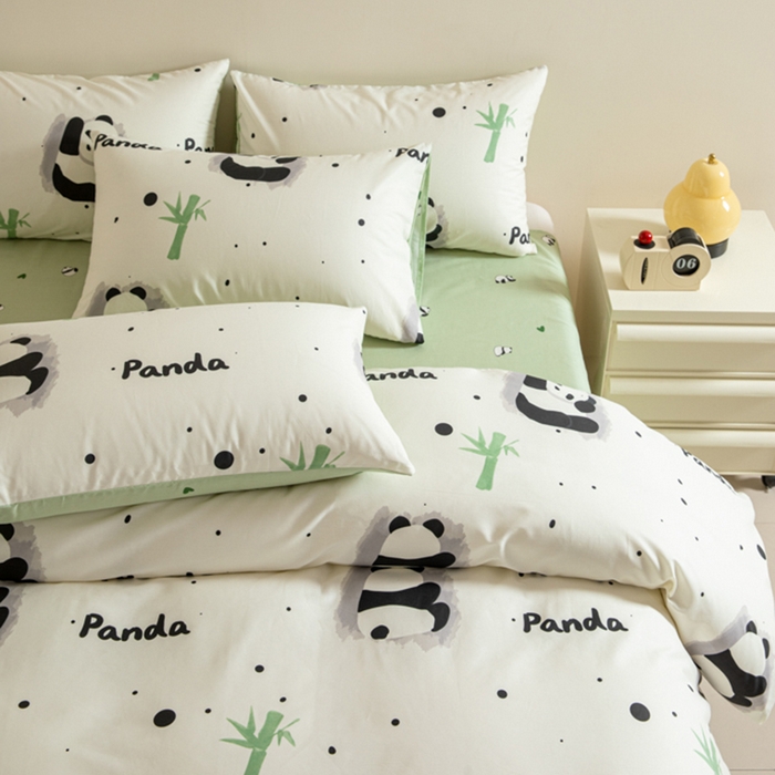 91家纺网 家纺一手货源 找家纺 麦田家纺 2025新款40支13372全棉独版印花吊边床单款四件套（提供买家秀）普通款 盼盼