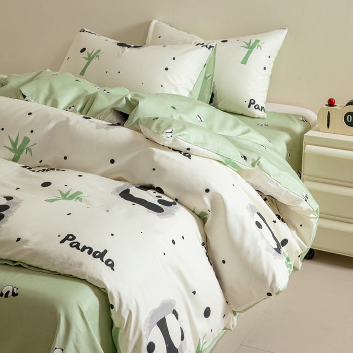 91家纺网 家纺一手货源 找家纺 麦田家纺 2025新款40支13372全棉独版印花吊边床单款四件套（提供买家秀）普通款 盼盼