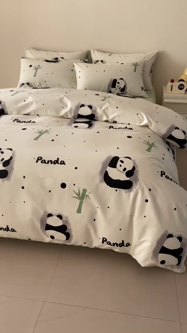 91家纺网 家纺一手货源 找家纺 麦田家纺 2025新款40支13372全棉独版印花吊边床单款四件套（提供买家秀）普通款 盼盼