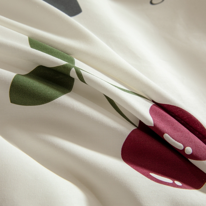 91家纺网 家纺一手货源 找家纺 麦田家纺 2025新款40支13372全棉独版印花吊边床单款四件套（提供买家秀）普通款 樱桃