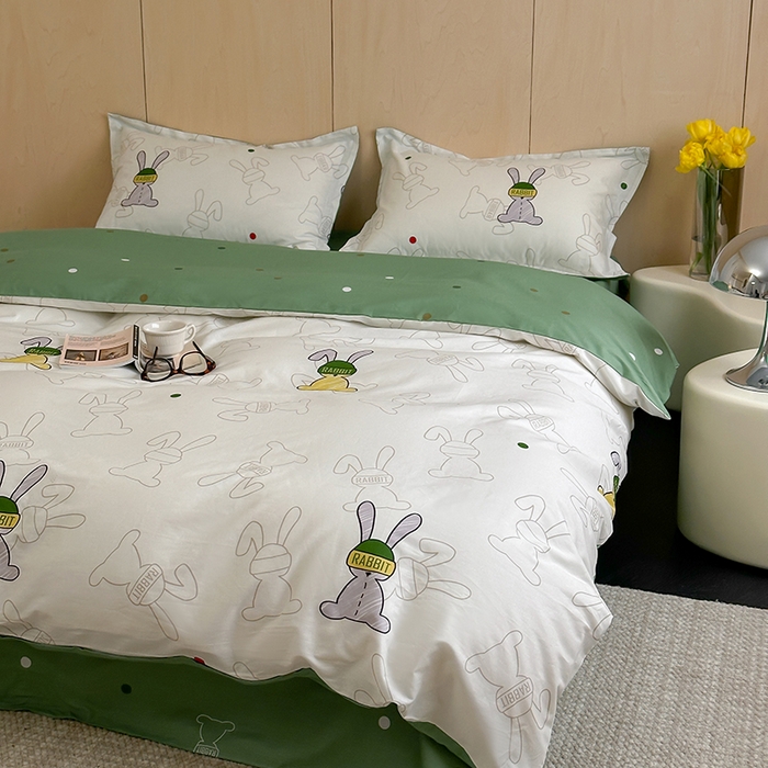 91家纺网 家纺一手货源 找家纺 （总）麦田家纺 2025新款40支13372全棉独版印花吊边床单款四件套（提供买家秀）吊边床单款