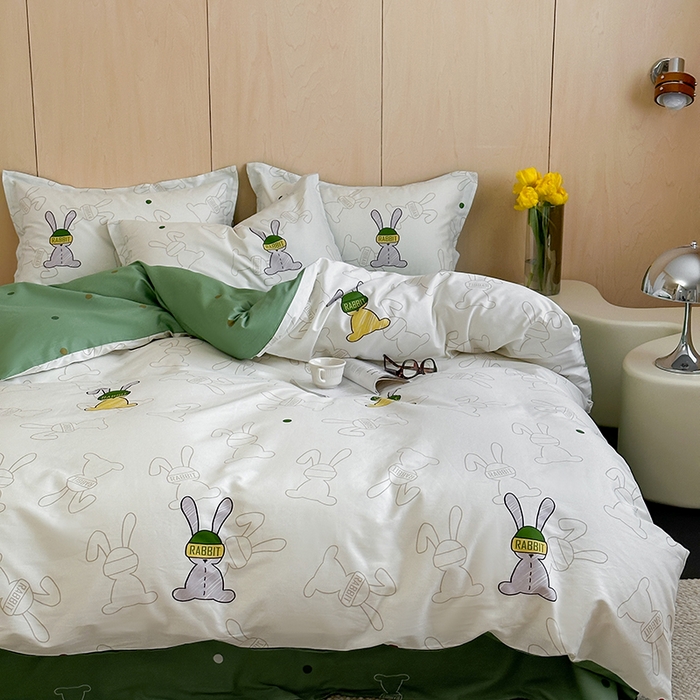 91家纺网 家纺一手货源 找家纺 （总）麦田家纺 2025新款40支13372全棉独版印花吊边床单款四件套（提供买家秀）吊边床单款