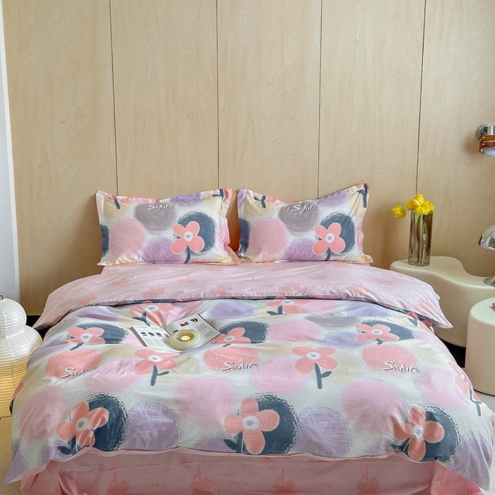 91家纺网 家纺一手货源 找家纺 麦田家纺 2025新款40支13372全棉独版印花吊边床单款四件套（提供买家秀）吊边床单款 云梦时光