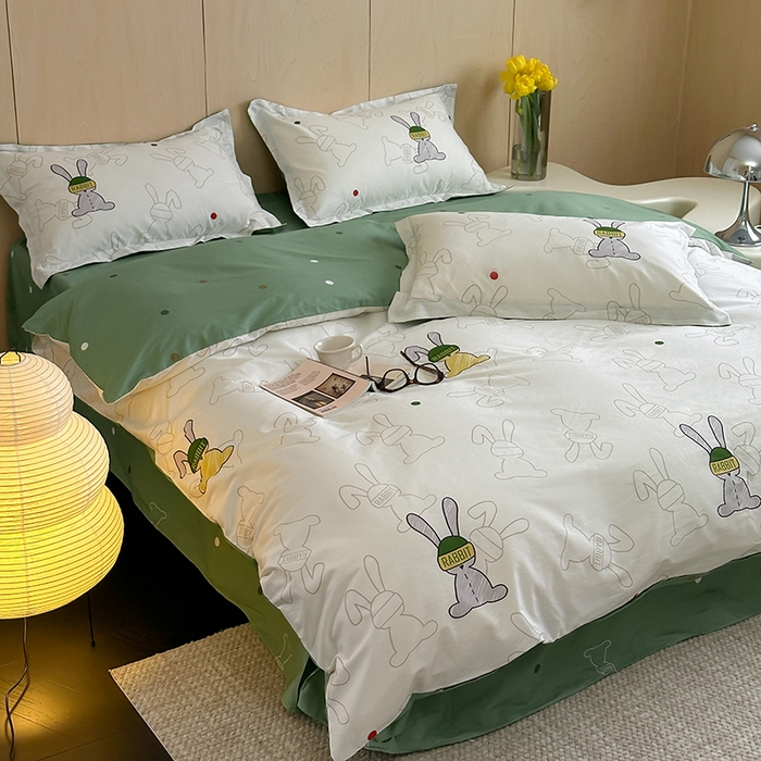 91家纺网 家纺一手货源 找家纺 （总）麦田家纺 2025新款40支13372全棉独版印花吊边床单款四件套（提供买家秀）吊边床单款