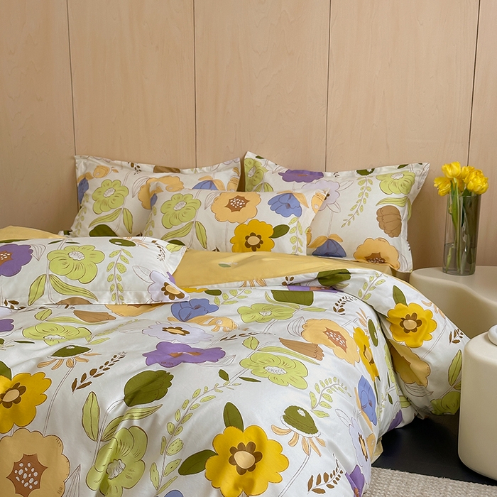 91家纺网 家纺一手货源 找家纺 麦田家纺 2025新款40支13372全棉独版印花吊边床单款四件套（提供买家秀）吊边床单款 如花岁月