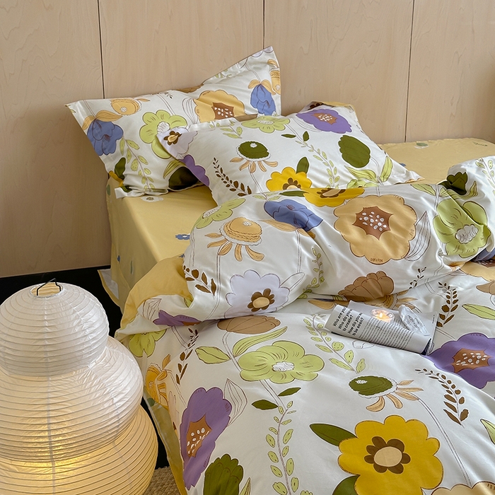 91家纺网 家纺一手货源 找家纺 麦田家纺 2025新款40支13372全棉独版印花吊边床单款四件套（提供买家秀）吊边床单款 如花岁月