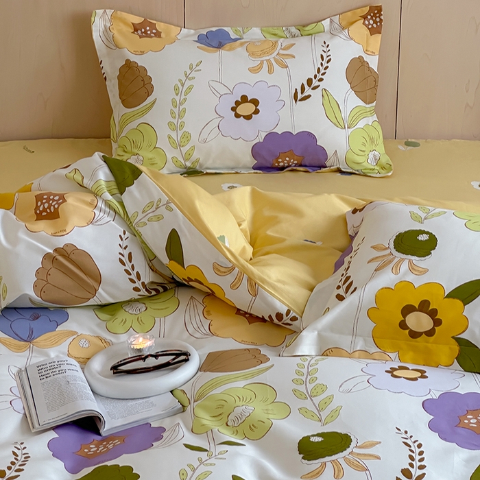 91家纺网 家纺一手货源 找家纺 麦田家纺 2025新款40支13372全棉独版印花吊边床单款四件套（提供买家秀）吊边床单款 如花岁月