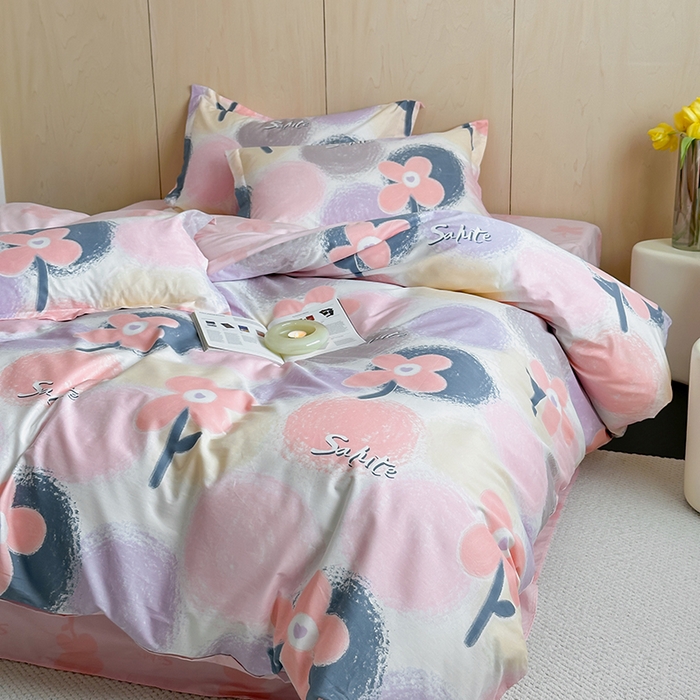 91家纺网 家纺一手货源 找家纺 麦田家纺 2025新款40支13372全棉独版印花吊边床单款四件套（提供买家秀）吊边床单款 云梦时光