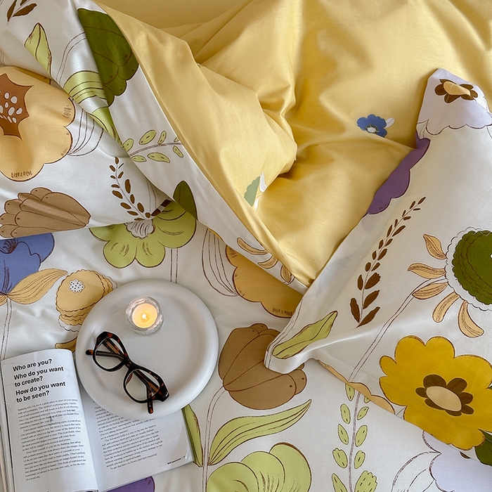 91家纺网 家纺一手货源 找家纺 麦田家纺 2025新款40支13372全棉独版印花吊边床单款四件套（提供买家秀）吊边床单款 如花岁月