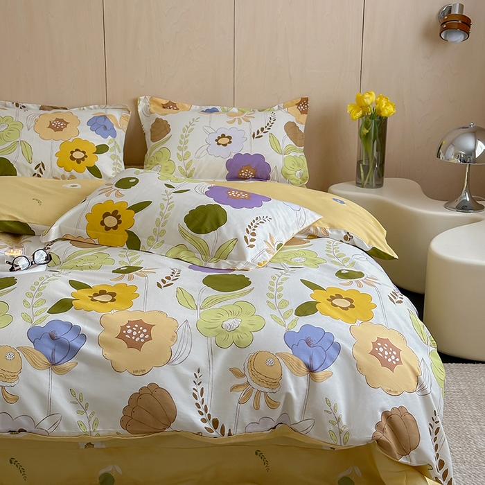 91家纺网 家纺一手货源 找家纺 麦田家纺 2025新款40支13372全棉独版印花吊边床单款四件套（提供买家秀）吊边床单款 如花岁月