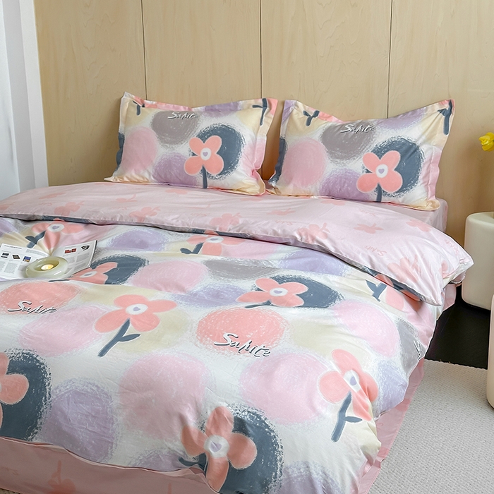 91家纺网 家纺一手货源 找家纺 麦田家纺 2025新款40支13372全棉独版印花吊边床单款四件套（提供买家秀）吊边床单款 云梦时光