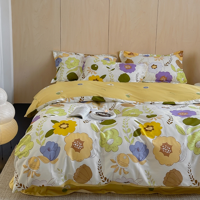 91家纺网 家纺一手货源 找家纺 麦田家纺 2025新款40支13372全棉独版印花吊边床单款四件套（提供买家秀）吊边床单款 如花岁月