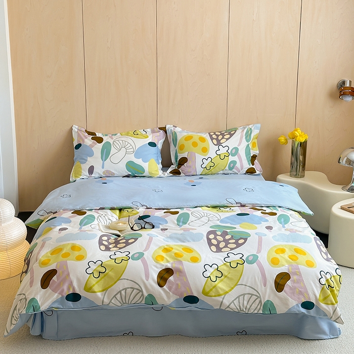 麦田家纺 2025新款40支13372全棉独版印花吊边床单款四件套（提供买家秀）吊边床单款 蘑菇秀春园