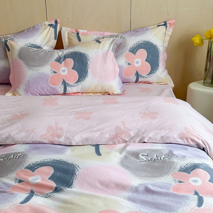 91家纺网 家纺一手货源 找家纺 麦田家纺 2025新款40支13372全棉独版印花吊边床单款四件套（提供买家秀）吊边床单款 云梦时光