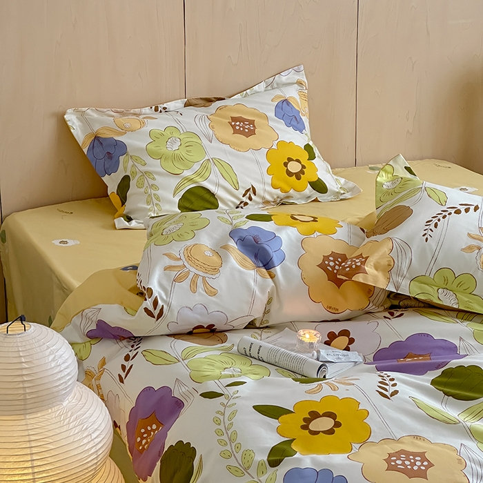 91家纺网 家纺一手货源 找家纺 麦田家纺 2025新款40支13372全棉独版印花吊边床单款四件套（提供买家秀）吊边床单款 如花岁月