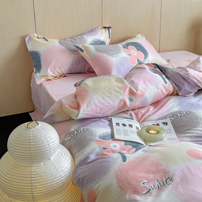 91家纺网 家纺一手货源 找家纺 麦田家纺 2025新款40支13372全棉独版印花吊边床单款四件套（提供买家秀）吊边床单款 云梦时光