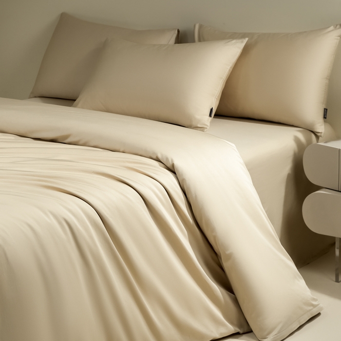 91家纺网 家纺一手货源 找家纺 （总）麦田家纺 2025新款100S长绒棉贡缎纯色四件套（提供买家秀）