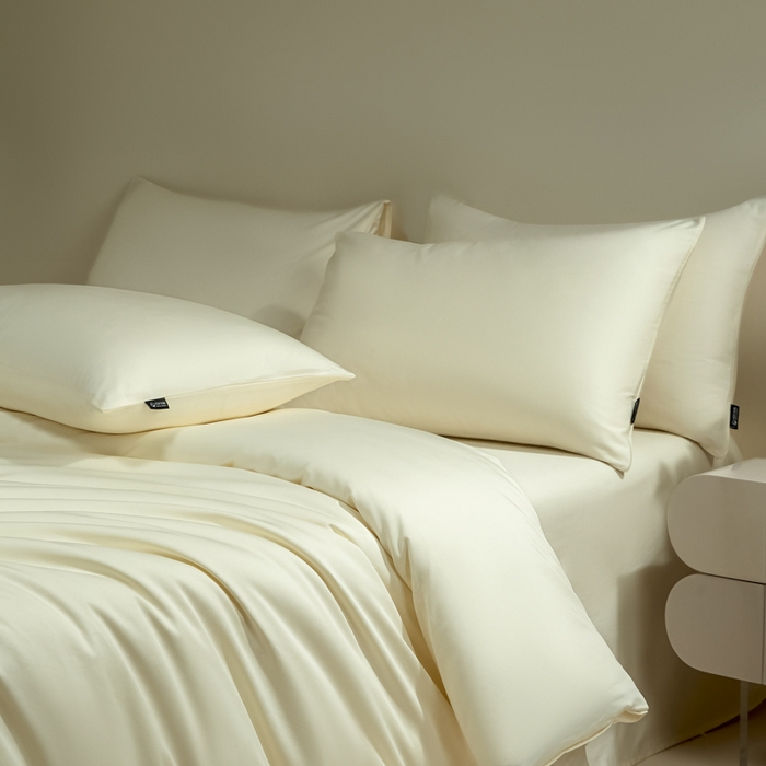 91家纺网 家纺一手货源 找家纺 （总）麦田家纺 2025新款100S长绒棉贡缎纯色四件套（提供买家秀）