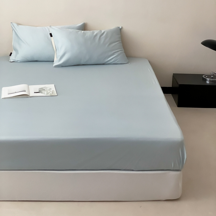 91家纺网 家纺一手货源 找家纺 云栖家居 2025新款全棉纯色长绒棉纯棉单品系列床笠单件床笠单品-单床笠 浅云兰