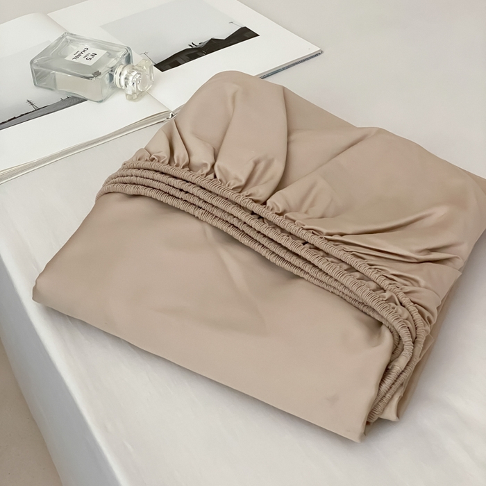 91家纺网 家纺一手货源 找家纺 云栖家居 2025新款全棉纯色长绒棉纯棉单品系列床笠单件床笠单品-单床笠 极简米