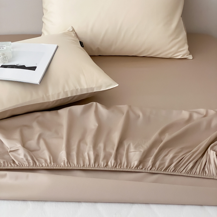 91家纺网 家纺一手货源 找家纺 云栖家居 2025新款全棉纯色长绒棉纯棉单品系列床笠单件床笠单品-单床笠 极简米