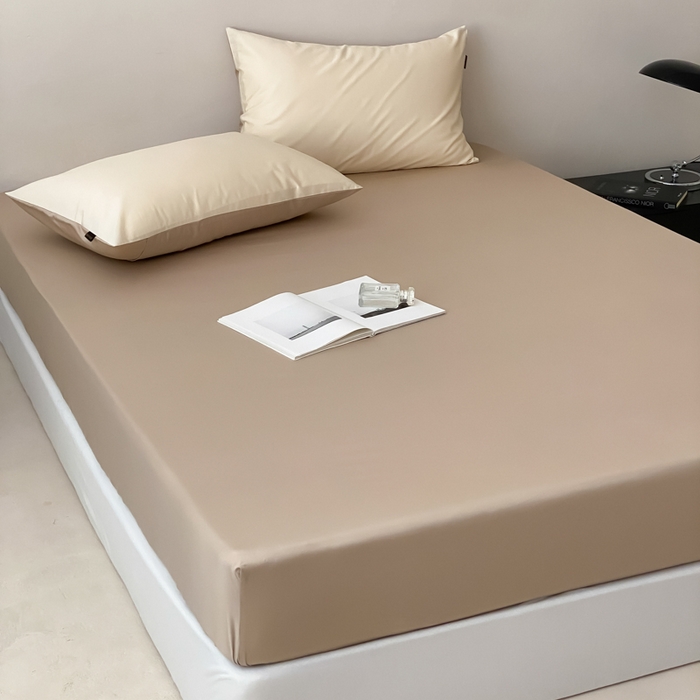 91家纺网 家纺一手货源 找家纺 云栖家居 2025新款全棉纯色长绒棉纯棉单品系列床笠单件床笠单品-单床笠 极简米