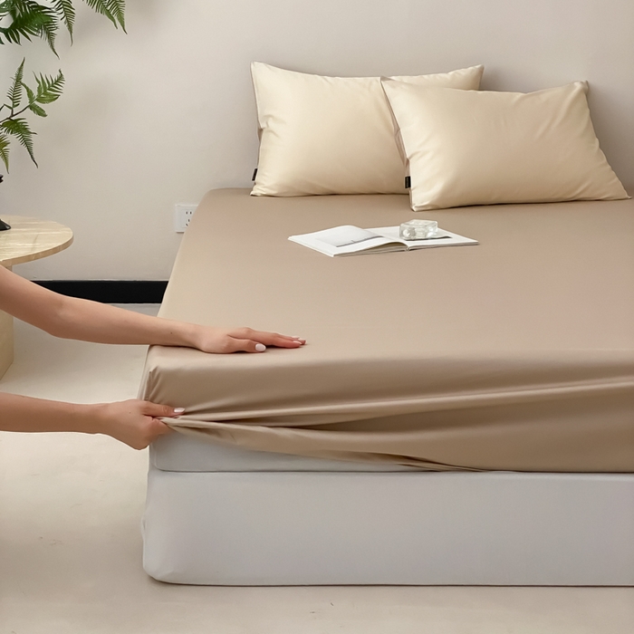 91家纺网 家纺一手货源 找家纺 云栖家居 2025新款全棉纯色长绒棉纯棉单品系列床笠单件床笠单品-单床笠 极简米